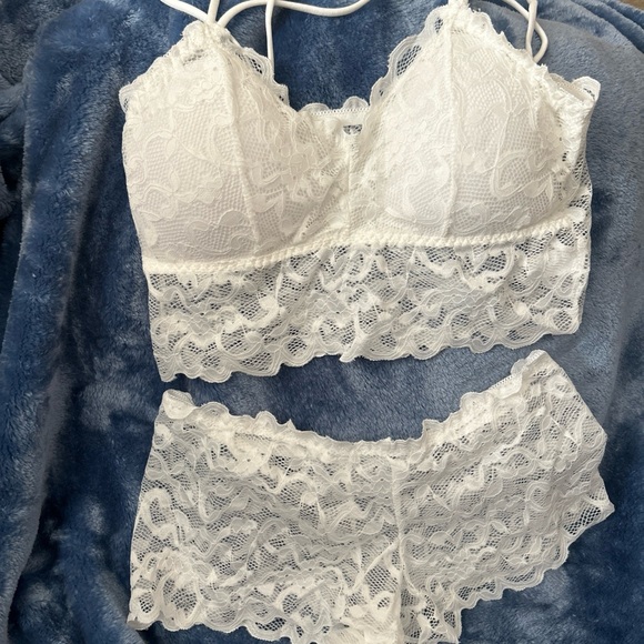 Lingerie Set White Lace Bralette Bra Matching Panties Waist Fit sexy pick size - Picture 2 of 12